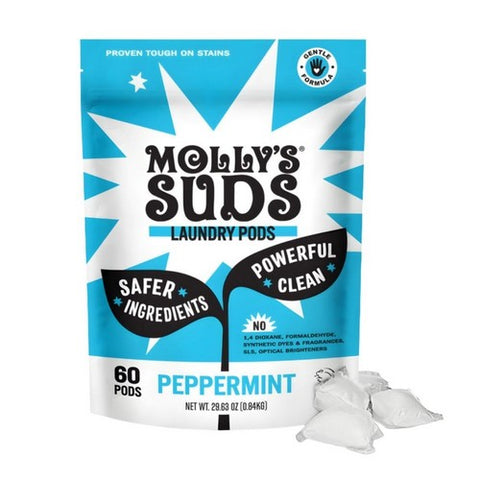 Laundry Detergent Pods Ultra-concentrated Peppermint 60 Loads by Molly's Suds