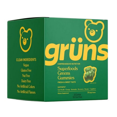 Greens And Superfood Supplements 30 Servings / 240 Gummies by Gruns