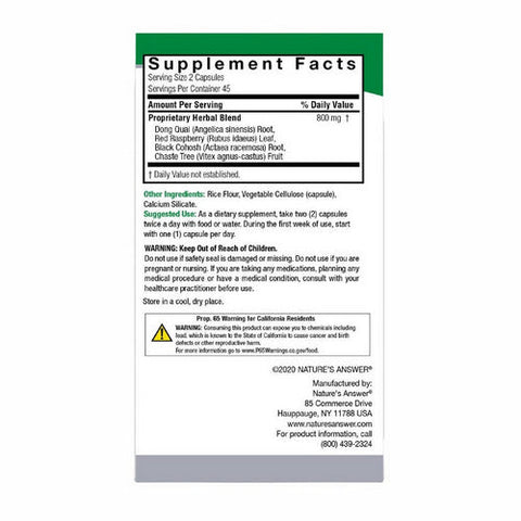 Nature's Answer, Female Complex, 800 Mg, 90 Veg Caps Nature's Answer