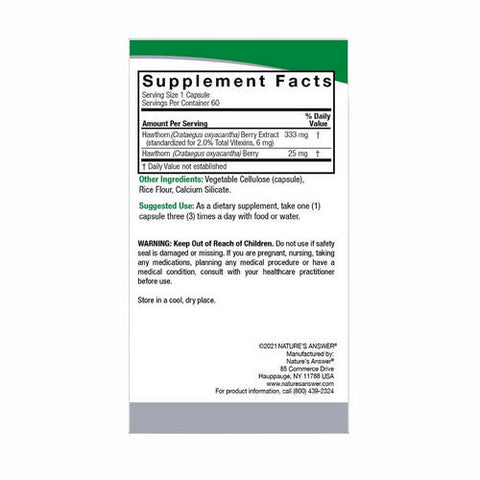 Nature's Answer, Hawthorn Standardized, 358 Mg, 60 Veg Caps Nature's Answer