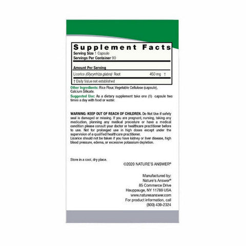 Nature's Answer, Licorice Root, 450 Mg, 90 Veg Caps Nature's Answer