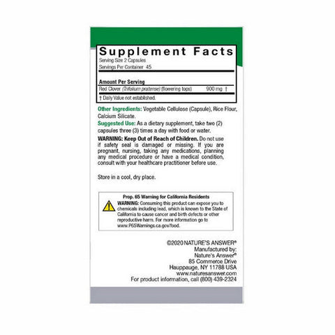 Nature's Answer, Red Clover, 900 Mg, 90 Veg Caps Nature's Answer