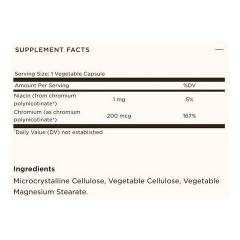 Solgar, Chromium Polynicotinate, 200 Mcg, 100 Veg Caps