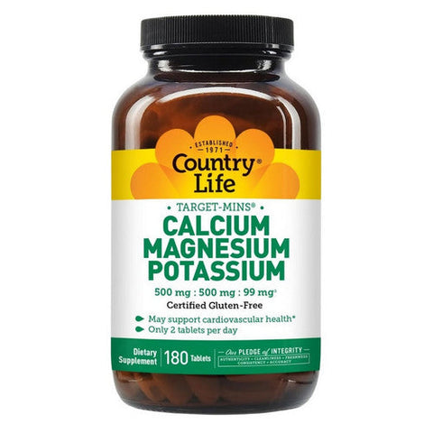 Country Life, Cal-Mag-Potassium Target-Mins, 180 Tabs