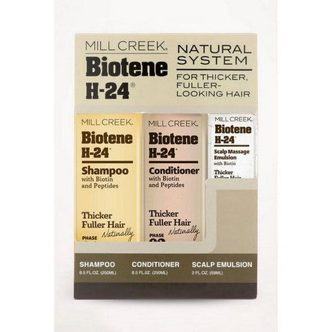 Mill Creek Botanicals, Biotene H-24 Tri-Pack Shampoo Conditioner Scalp Emulsion, Tri-pack 3 Pc