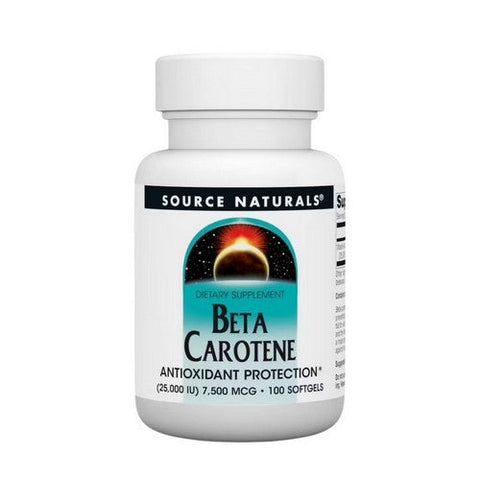 Source Naturals, بيتا كاروتين، 25000 وحدة دولية، 100 كبسولة هلامية