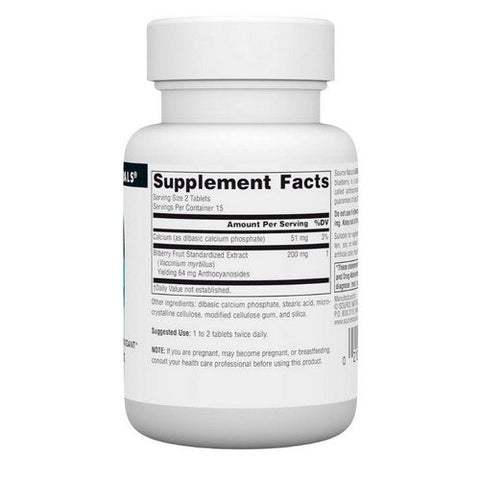 Source Naturals, Bilberry Extract, 100 MG, 30 Tabs