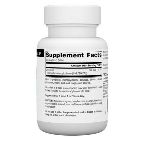 Source Naturals, Chromium Picolinate Yeast Free, 200 Mcg, 60 Tabs