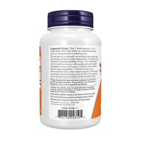 Now Foods, D-Mannose Organic Pure Powder, 1000 mg, 3 Oz Now Foods