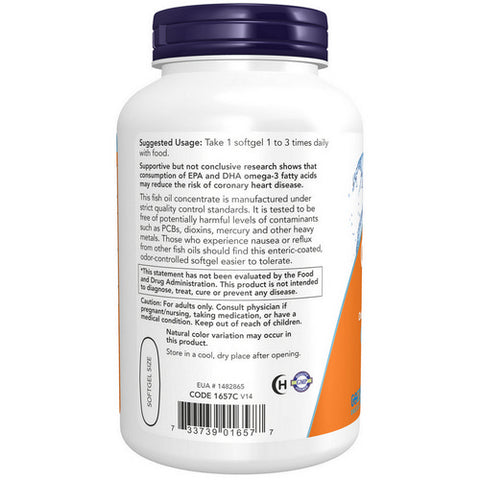 Now Foods, Omega-3 Molecularly Distilled & Enteric Coated, 180 Softgels Now Foods