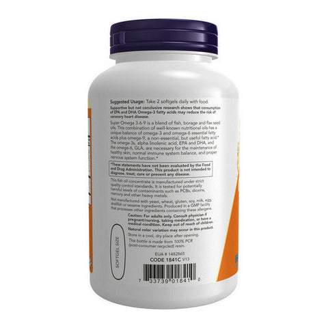 Now Foods, Super Omega 3-6-9, 1200 mg, 180 Sgels Now Foods
