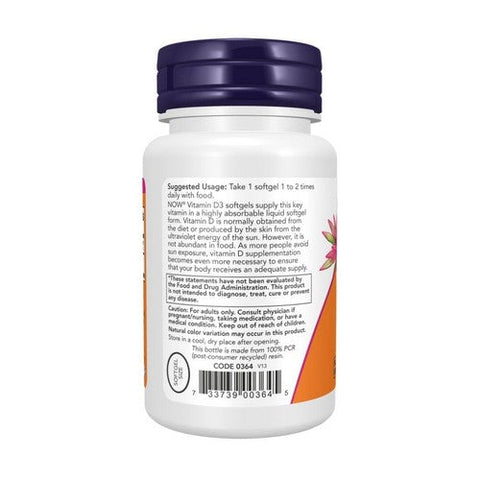 Now Foods, Vitamin D-3, 400 IU, 180 Softgels