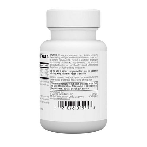 Source Naturals, Vitamin K2 Plus D3, 1000 Mcg, 30 Tabs