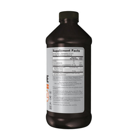 Now Foods, L-Carnitine Liquid, 3000 mg, 16 Oz