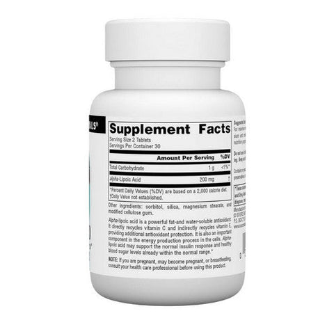Source Naturals, Alpha-Lipoic Acid, 100 MG, 60 Tabs Source Naturals