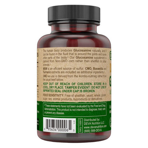 Deva Vegan Vitamins, Vegan Glucosamine MSM-CMO, 90 Tab Deva Vegan Vitamins
