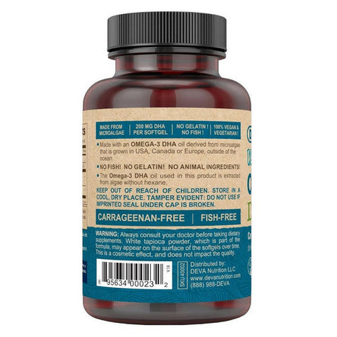 Deva Vegan Vitamins, Vegan Omega-3 Dha, 200 Mg, 90 Softgels