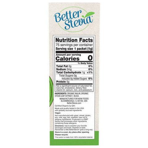 Now Foods, Organic Stevia Packets, 75 Packets