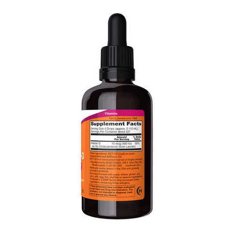 Now Foods, Liquid Vitamin D-3, 2 OZ