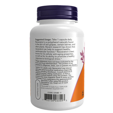 Now Foods, Natural Resveratrol, 200 mg, 120 Vcaps Now Foods