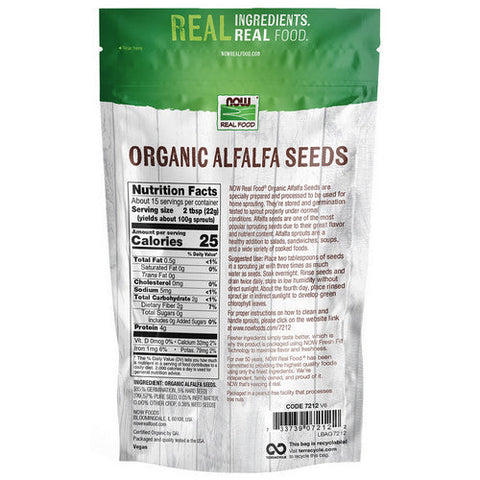 Now Foods, Alfalfa Seeds, 12 Oz