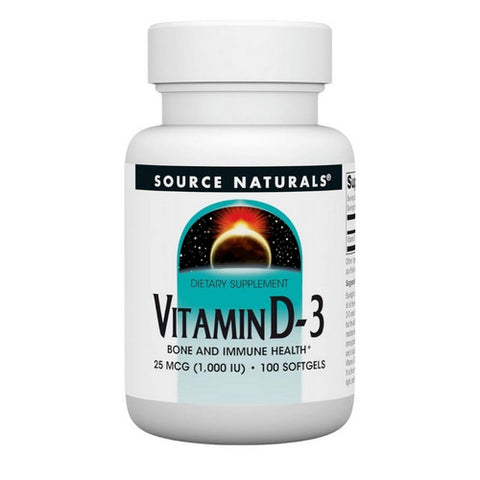 Source Naturals, فيتامين د-3، 1000 وحدة دولية، 100 كبسولة هلامية