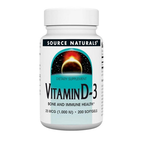 Source Naturals, فيتامين د-3، 1000 وحدة دولية، 200 كبسولة هلامية