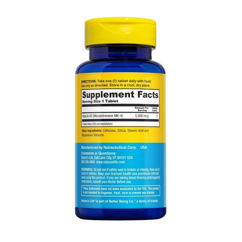 Nature's Life, Vitamin K-2 Menatetrenone, 5000 mcg, 60 tabs