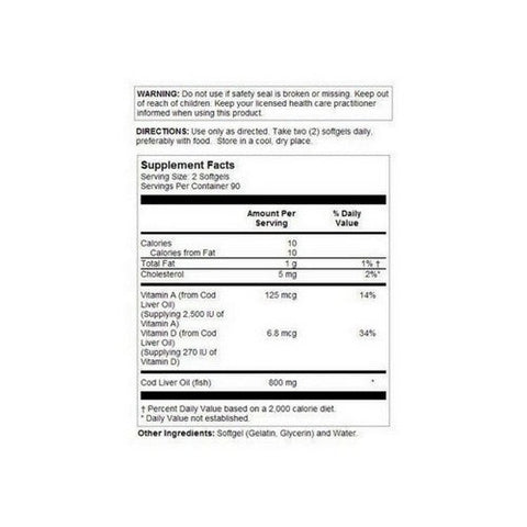 Nature's Life, Cod Liver Oil Concentrate, 1000 mg, 90 softgels
