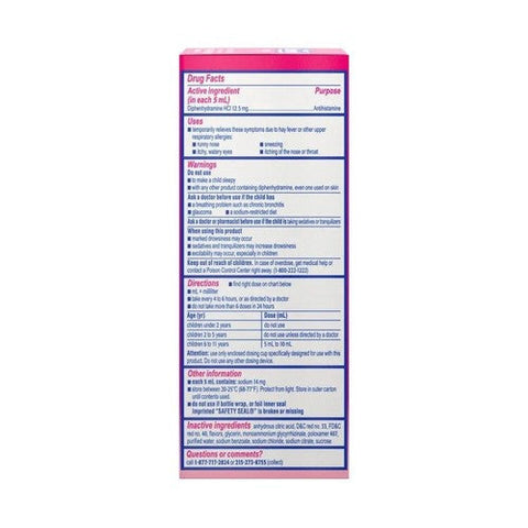 Benadryl, Childrens Allergy Liquid Cherry, 4 Oz