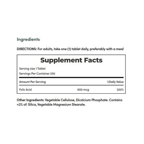 Nature's Bounty, Folic Acid, 800 Mcg, 250 Tabs Nature's Bounty