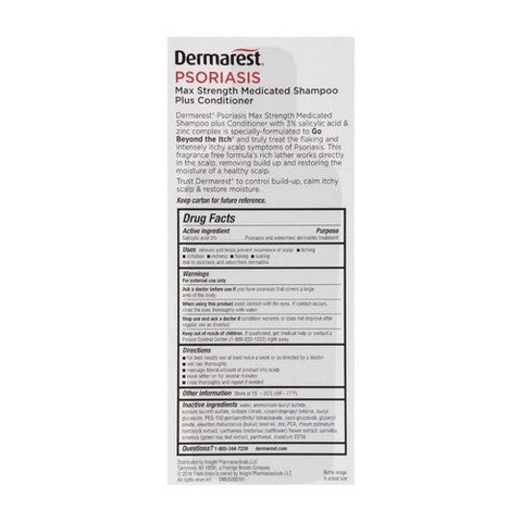 Dermarest, Salicylic Acid 3% Psoriasis Max Strength Medicated Shampoo Plus Conditioner, 8 Oz Dermarest